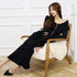 Off shoulder fur sleeve dress
